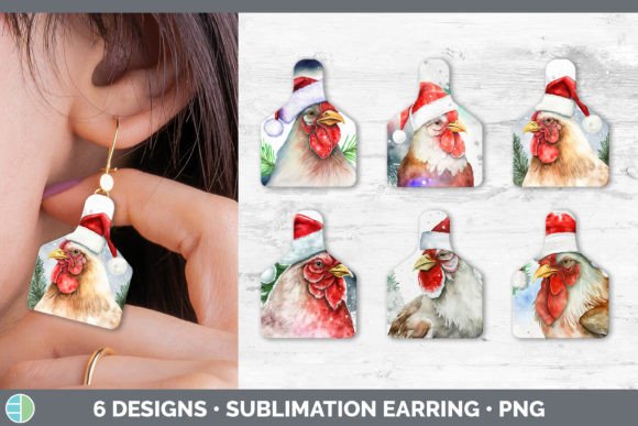 Christmas Chicken Cow Earrings: Fun Illustrations
