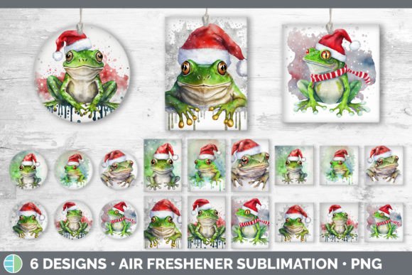 Christmas Frog Air Freshener Sublimati: Festive Illustrations