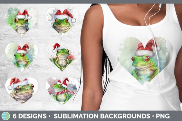 Christmas Frog Hearts Clipart Sublimat & Illustrations