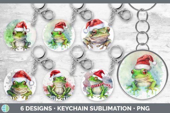 Christmas Frog Keychain Bundle: Festive Illustrations