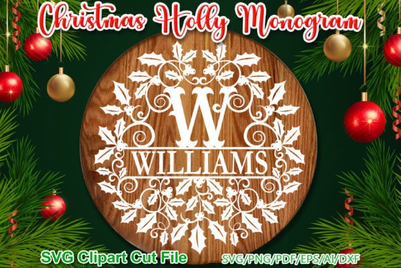 Christmas Holly Alphabet Monogram SVG for Illustrations