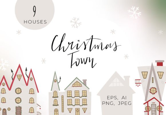 Christmas Houses Clipart: Festive Illustrations for Branding