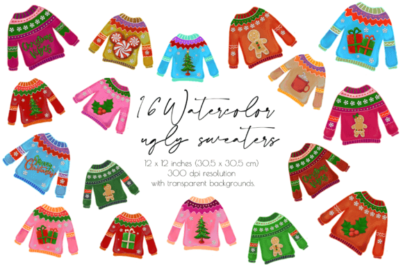 Christmas Jumper Clipart: Ugly Sweaters Illustrations