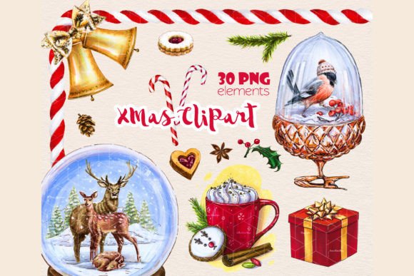 Christmas Stickers: Deer Family Gift Illustrations