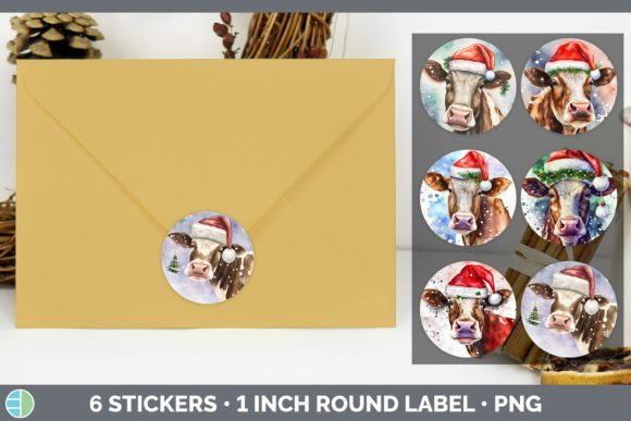 Cow Christmas Stickers: Festive Illustrations
