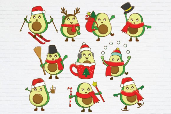 Cute Avocado Christmas SVG: Festive Illustrations