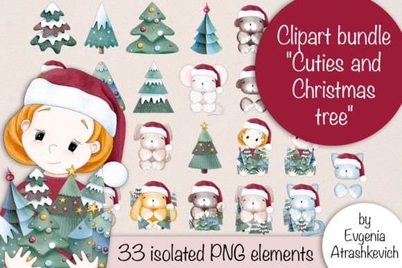 Cute Christmas Tree Illustrations for Crafters