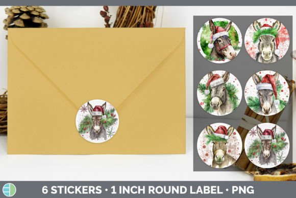 Donkey Christmas Stickers: Festive Illustrations for Sellers