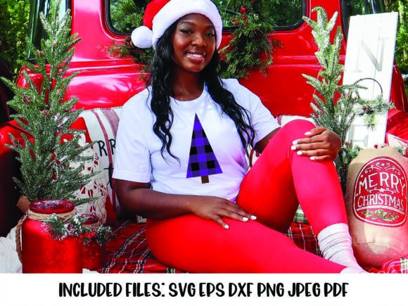 Purple Buffalo Plaid Christmas Tree SVG: Illustrations