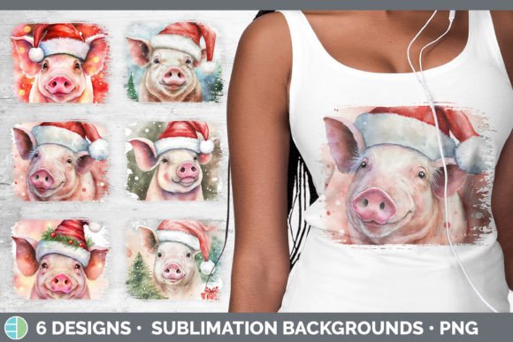 Review: Christmas Pig Distressed Sublimation Bac Illustrations