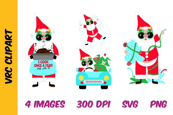 Silly Santa Christmas Fun Festive Svg Illustrations