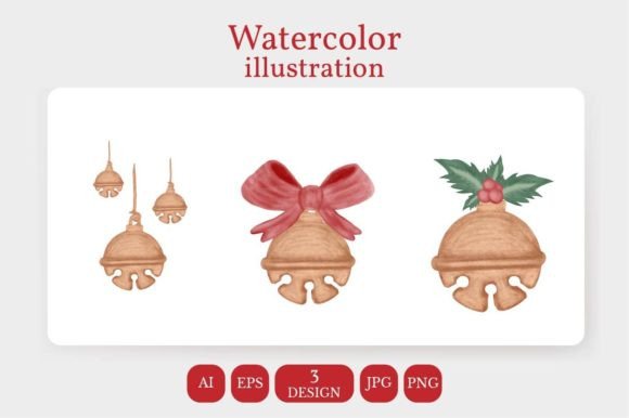 Watercolor Christmas Bell Illustrations Review