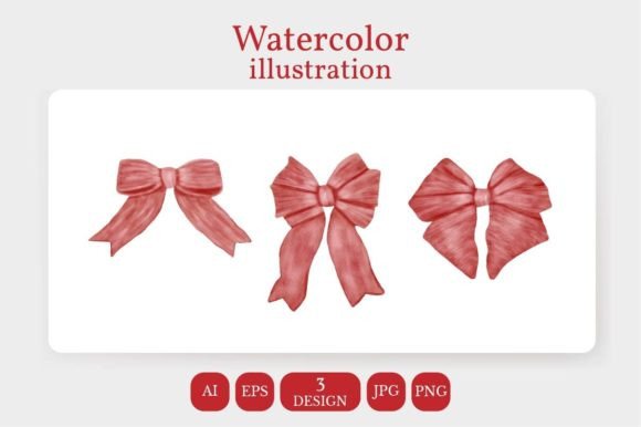 Watercolor Christmas Ribbon Illustrations Review